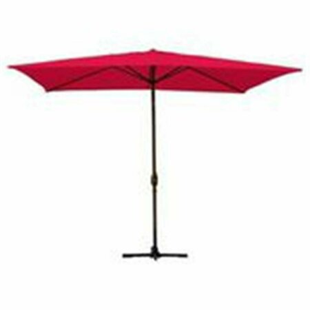 PROPATION 6.5 x 10 Ft. Aluminum Patio Market Umbrella Tilt with Crank - Red Fabric & Bronze Pole PR330415